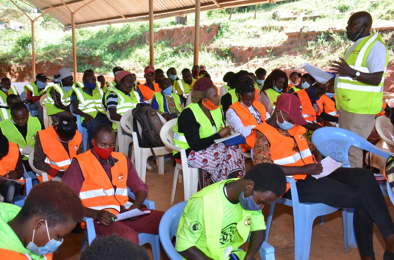 Mr. Joshua Kang'alu, CACCOC member for Kilungu Subcounty training the youth on corruption in the project cycle