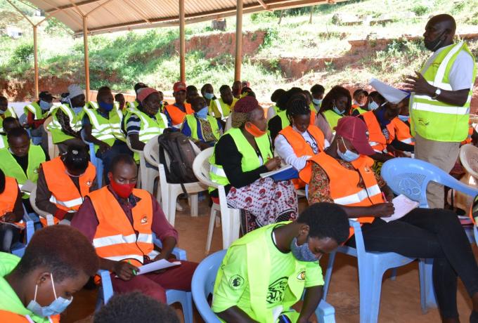 Mr. Joshua Kang'alu, CACCOC member for Kilungu Subcounty training the youth on corruption in the project cycle